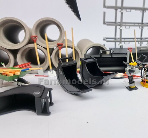 Banaanbak TAPS 12,5mm --&gt;19mm Resin, ZWART MATT Gespoten geleverd t.b.v. S60 KOPPELING (o.a. Engcon met S60 koppeling, Volvo EWR150 &amp; Atlas 160W mobiele kranen van AT) 1:32  