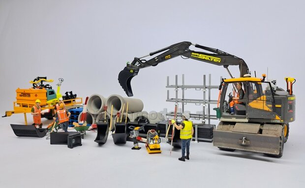 Banaanbak 17,2mm   Resin, ZWART MATT Gespoten geleverd t.b.v. S60 KOPPELING (o.a. Engcon met S60 koppeling, Volvo EWR150 &amp; Atlas 160W mobiele kranen van AT) 1:32  