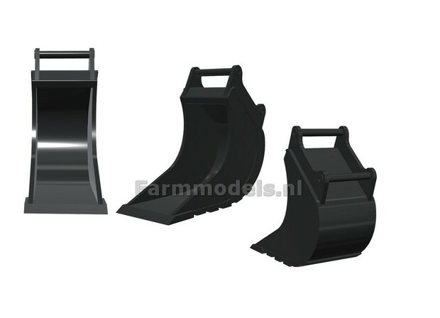 Banaanbak 17,2mm   Resin, ZWART MATT Gespoten geleverd t.b.v. S60 KOPPELING (o.a. Engcon met S60 koppeling, Volvo EWR150 &amp; Atlas 160W mobiele kranen van AT) 1:32  