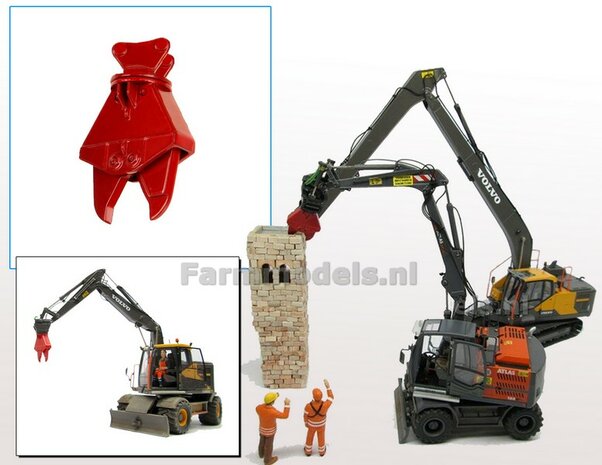 Betonschaar/ Crusher ROOD OSHUMI FE500 standaard model, zelf aan te passen naar de gewenste koppeling  1:32 