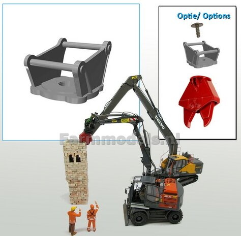 S60 koppelstuk, geschikt voor de Betonschaar/ Crusher ROOD OSHUMI FE500 1:32 