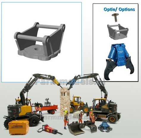 S60 koppelstuk voor Crusher BLAUW/ GRIJS OKADA TS W2200V  RESIN, BLANK Geleverd 1:32