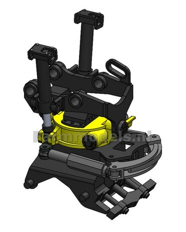 BOUWKIT: Engcon EC219 Draaikantelstuk met gripper Giekaansluiting Pennen Koppeling naar CW30 koppeling bak &amp; hulpstukken. Materiaal: RESIN BLANK geleverd 1:32 