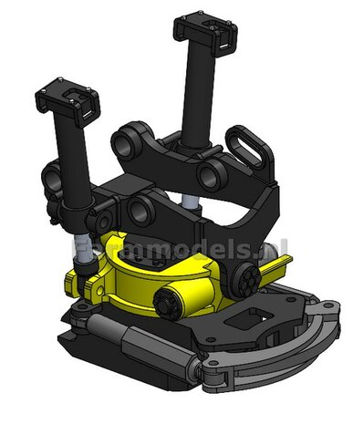BOUWKIT: Engcon EC219 Draaikantelstuk met gripper Giekaansluiting Pennen Koppeling naar S60 koppeling bak &amp; hulpstukken. Materiaal: RESIN BLANK geleverd 1:32 