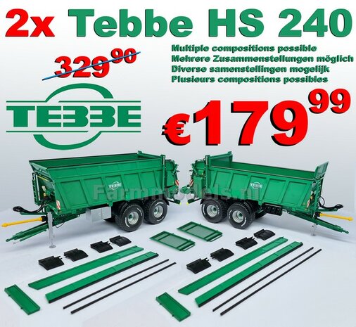 MEGASALE: 2x TEBBE HS 240 VERSTUURD ZONDER GARANTIE: 2x TEBBE Tandemasser mestverspreider, geleverd inclusief div. losse assecoires 1:32   NB2B  