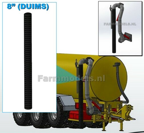 8&quot; (DUIMS) ZUIGSLANG/ Mestslang ZWART RUBBER, echt flexibel 1:32