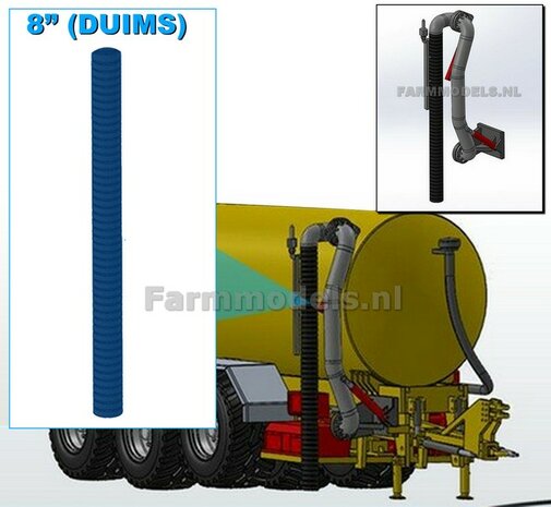 8&quot; (DUIMS) ZUIGSLANG/ Mestslang BLAUW RUBBER, echt flexibel 1:32