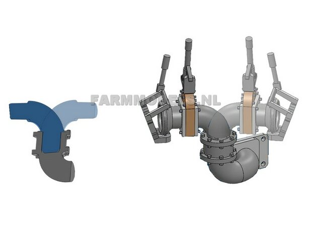 2x &Oslash; 5 mm (6&quot; DUIMS) Flensplaat + 90 graden Bocht = draaibaar stuk t.b.v. buis  1:32