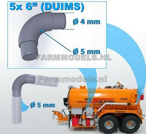 5x  &Oslash; 5 mm (6&quot; DUIMS)  90 graden Bocht t.b.v. buis  1:32   