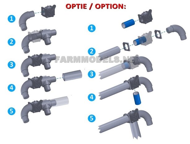 BOUWKIT: 2x &Oslash; 5 mm 6&quot; (DUIMS)  Kogelkopkraan set t.b.v. buis  1:32 