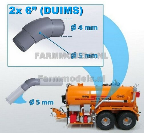 2x  &Oslash; 5 mm (6&quot; DUIMS)  45 graden Bocht t.b.v. buis1:32   