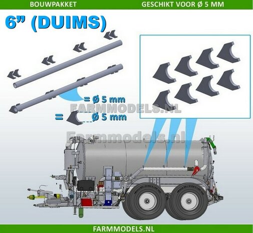 8x montage steun half open geschikt voor buis / pijp  &Oslash; 5 mm  6&quot; (DUIMS)  Geleverd ZONDER buis  1:32