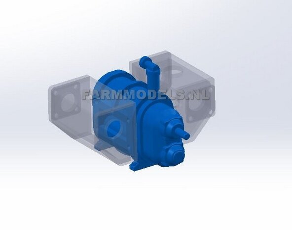 Verdringerpomp, Vogelsang mest pomp Materiaal Resin BLAUW gespoten geleverd 1:32  
