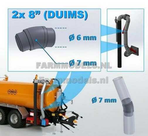 5x &Oslash; 7 mm (8&quot; DUIMS) 22,5 graden Bocht t.b.v. buis 1:32