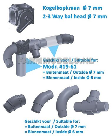 5x &Oslash; 7 mm (8&quot; DUIMS) 22,5 graden Bocht t.b.v. buis 1:32
