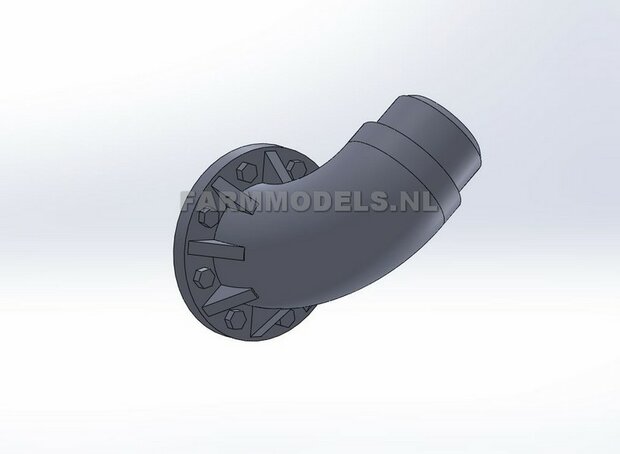5x &Oslash; 7 mm (8&quot; DUIMS) 90 graden Bocht met Flensplaat  t.b.v. buis of Zuigarm set  1:32