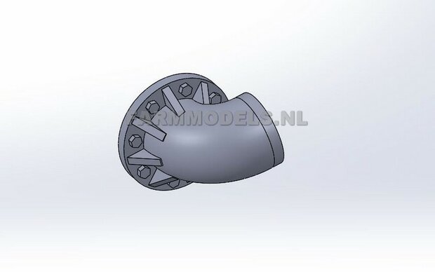 2x &Oslash; 7 mm (8&quot; DUIMS)  90 graden Bocht met Flensplaat t.b.v. koppeling met andere Flensplaat of Freeswerk Zuigarm set  1:32      