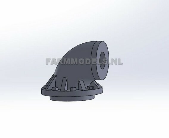 5x &Oslash; 7 mm (8&quot; DUIMS)  90 graden Bocht met Flensplaat t.b.v. koppeling met andere Flensplaat of Freeswerk Zuigarm set  1:32      