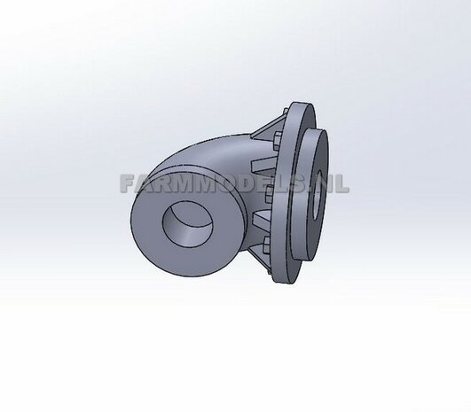 5x &Oslash; 7 mm (8&quot; DUIMS)  90 graden Bocht met Flensplaat t.b.v. koppeling met andere Flensplaat of Freeswerk Zuigarm set  1:32      