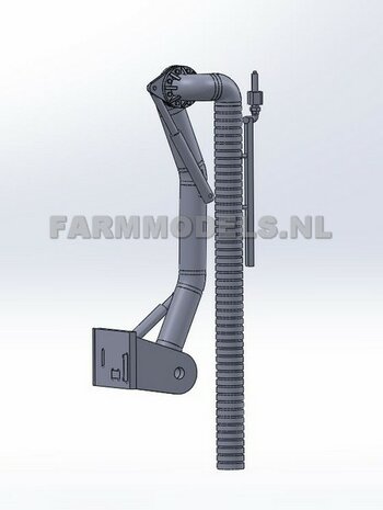 5x &Oslash; 7 mm (8&quot; DUIMS)  90 graden Bocht met Flensplaat t.b.v. koppeling met andere Flensplaat of Freeswerk Zuigarm set  1:32      