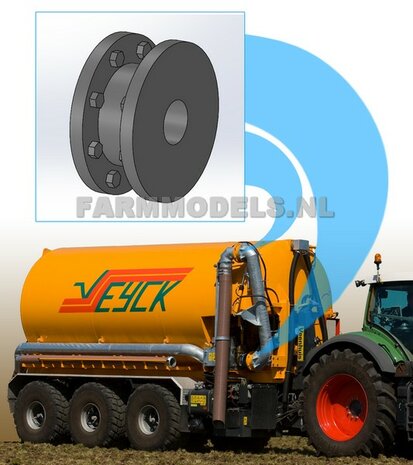 2x &Oslash; 7 mm (8&quot; DUIMS) Koppelstuk / Flens plaat t.b.v &Oslash; 7 mm buis, Flensplaten &Oslash; 11 mm = Optie (zuigarm) kit 1:32