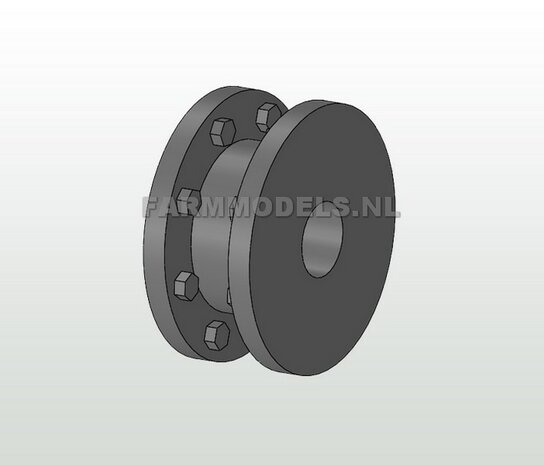 2x &Oslash; 7 mm (8&quot; DUIMS) Koppelstuk / Flens plaat t.b.v &Oslash; 7 mm buis, Flensplaten &Oslash; 11 mm = Optie (zuigarm) kit 1:32