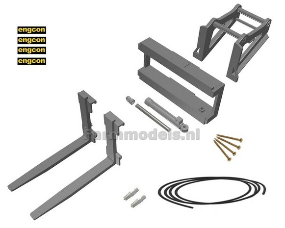 BOUWKIT: Engcon GHH1200 PALLETVORK  HYDRAULISCH VERSTELBAAR met S60 Koppeling. Materiaal: RESIN BLANK geleverd 1:32 