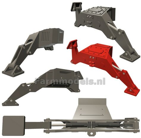 BOUWKIT: Stempels/ Steunpoten set o.a. geschikt voor de Atlas 160W, de Liebherr 916 en Volvo EWR150E van Agri Collectables Materiaal RESIN, BLANK Geleverd  1:32 