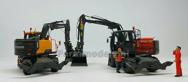 BOUWKIT: Stempels/ Steunpoten set o.a. geschikt voor de Atlas 160W, de Liebherr 916 en Volvo EWR150E van Agri Collectables Materiaal RESIN, BLANK Geleverd  1:32 