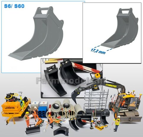 Banaanbak 17.2mm  RESIN Blank geleverd t.b.v. S60 KOPPELING (o.a. Engcon met S60 koppeling, Volvo EWR150 &amp; Atlas 160W mobiele kranen van AT) 1:32  
