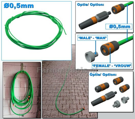 &Oslash; 0.5 mm x 100 cm TUINSLANG GROEN 1:32