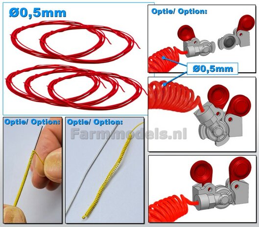 &Oslash; 0.5mm x 500 cm: LUCHTLEIDINGEN ROOD  1:32