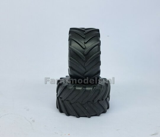 &Oslash; 61.5 x 33.3 mm: VREDO VT 7028: 2x Michelin 1050 lagedruk Banden + ALU. velgen ZWART GLANS gespoten 1:32 Farmmodels Custom Line Series    