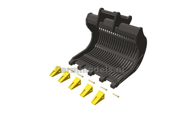 Puinriek HEAVY DUTY met DEMONTABELE GELE TANDEN 43.9 mm breed Resin BLANK geleverd t.b.v. S60 KOPPELING  1:32  