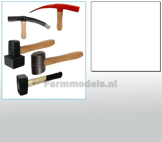 BOUWKIT: STRATENMAKER HAMERS etc.  4x HOUTEN STELEN &Oslash; 1.6-1.7mm Materiaal RESIN + HOUT BLANK geleverd 1:32