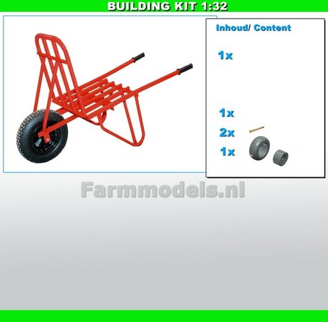 BOUWKIT: STEENKRUIWAGEN Materiaal Resin, ROOD  en ZWART MATT Gespoten geleverd 1:32