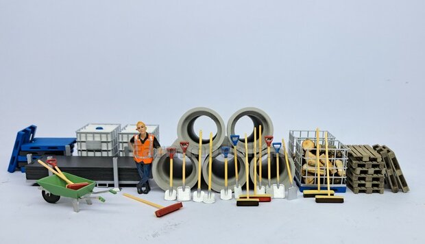 BOUWKIT: STEENKRUIWAGEN Materiaal Resin, GEEL  en ZWART MATT Gespoten geleverd 1:32