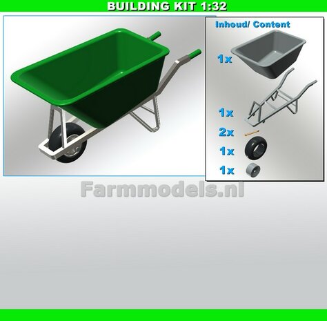 BOUWKIT: KRUIWAGEN (STAL/ GROENAFVAL) 160 liter Materiaal RESIN BLANK geleverd 1:32