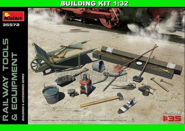 BOUWKIT: RAILWAY TOOLS &amp; EQUIPMENT  past perfect bij 1:32 MiniArt 35572   OP=OP