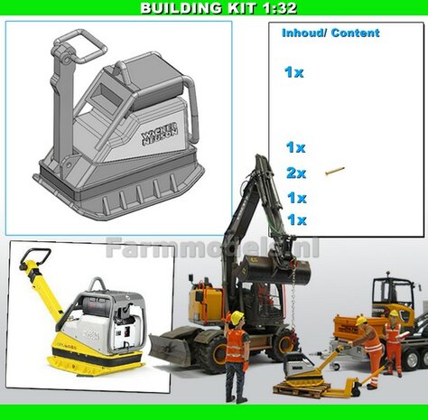 BOUWKIT: WACKER NEUSON Trilplaat, middelzware uitvoering Materiaal RESIN &amp; Polystyreen BLANK Geleverd 1:32