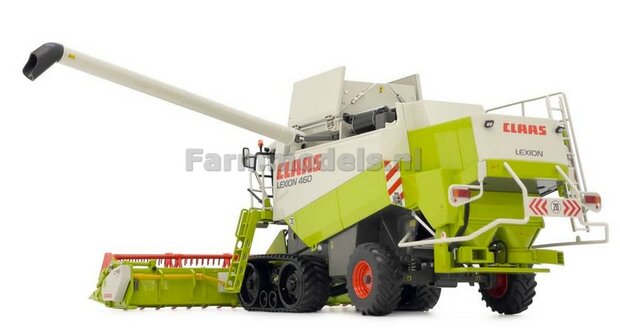 Claas Lexion 460 Terra Trac + C750 maaibord en trailer 1:32 Marge Models 2505     