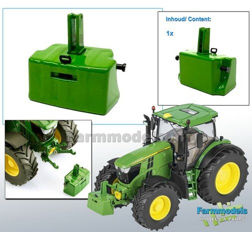 ORIGINEEL JOHN DEERE 6250r GEWICHT  Die-Cast in JD Groen geleverd  1:32