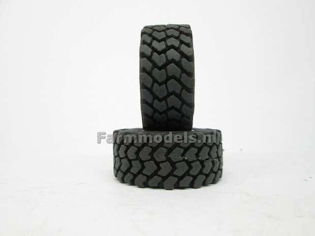 &Oslash; 47.3 mm: JCB 435S AT: 2x brede Shovel banden + ALUMINIUM velgen JCB GEEL Gespoten geleverd geschikt voor JCB 435 serie Agri Collectables 1:32         