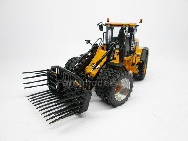 &Oslash; 47.3 mm: JCB 435S AT: 2x brede Shovel banden + ALUMINIUM velgen JCB GEEL Gespoten geleverd geschikt voor JCB 435 serie Agri Collectables 1:32         