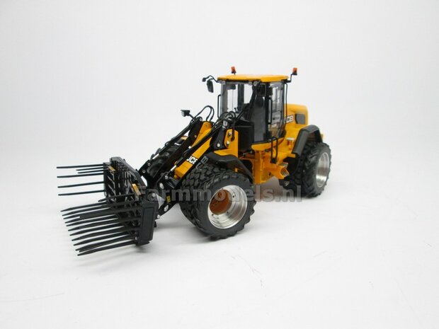 &Oslash; 47.3 mm: JCB 435S AT: 2x brede Shovel banden + ALUMINIUM velgen JCB GEEL Gespoten geleverd geschikt voor JCB 435 serie Agri Collectables 1:32         