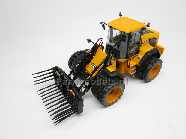 &Oslash; 47.3 mm: JCB 435S AT: 2x brede Shovel banden + ALUMINIUM velgen JCB GEEL Gespoten geleverd geschikt voor JCB 435 serie Agri Collectables 1:32         