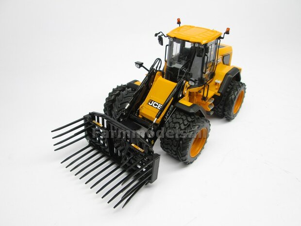 &Oslash; 47.3 mm: JCB 435S AT: 2x brede Shovel banden + ALUMINIUM velgen JCB GEEL Gespoten geleverd geschikt voor JCB 435 serie Agri Collectables 1:32         
