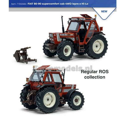 FIAT 80-90 supercomfort cab 4WD Lepre e Hi-Lo   1:32 ROS 302464  SNEL LEVERBAAR/ EXPECTED SOON