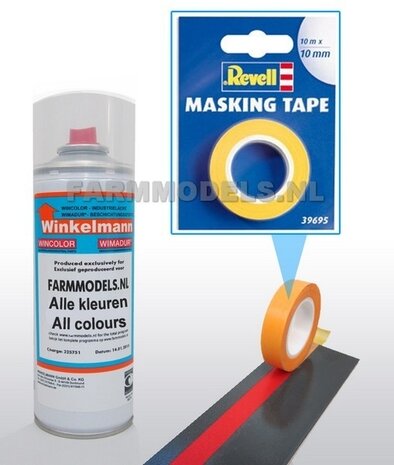 Afplak tape 10 mm breed, perfect voor Farmmodels spuitbussen en Revell (39695)