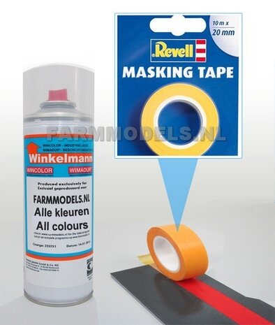 Afplak tape 20 mm breed, perfect voor Farmmodels spuitbussen en Revell  (39696)